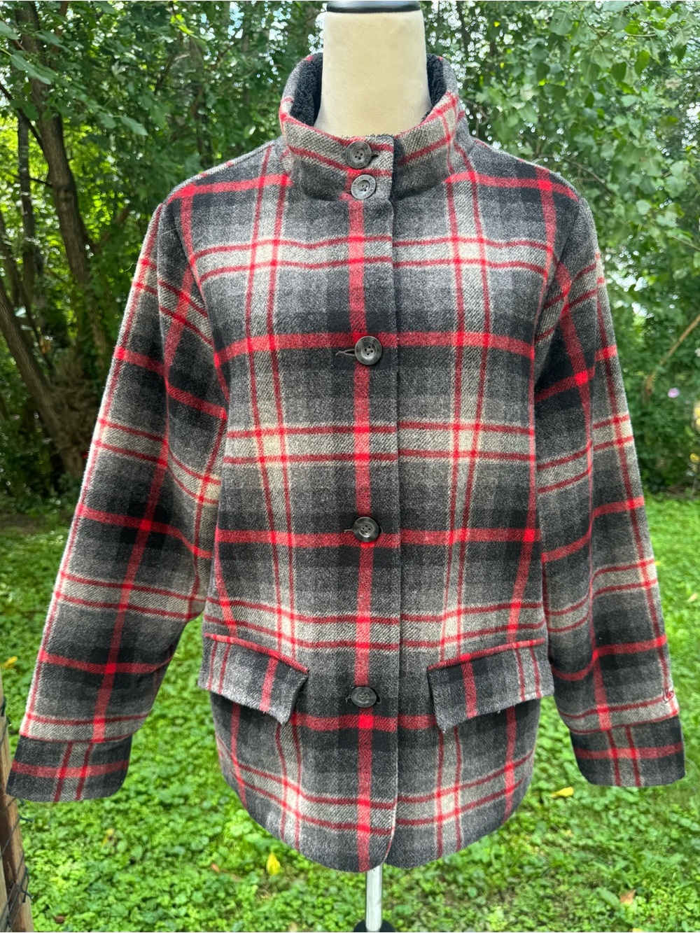 Woolrich Woolen Mills Womens Jacket Plaid Wool Blend Flannel Lined Size XL